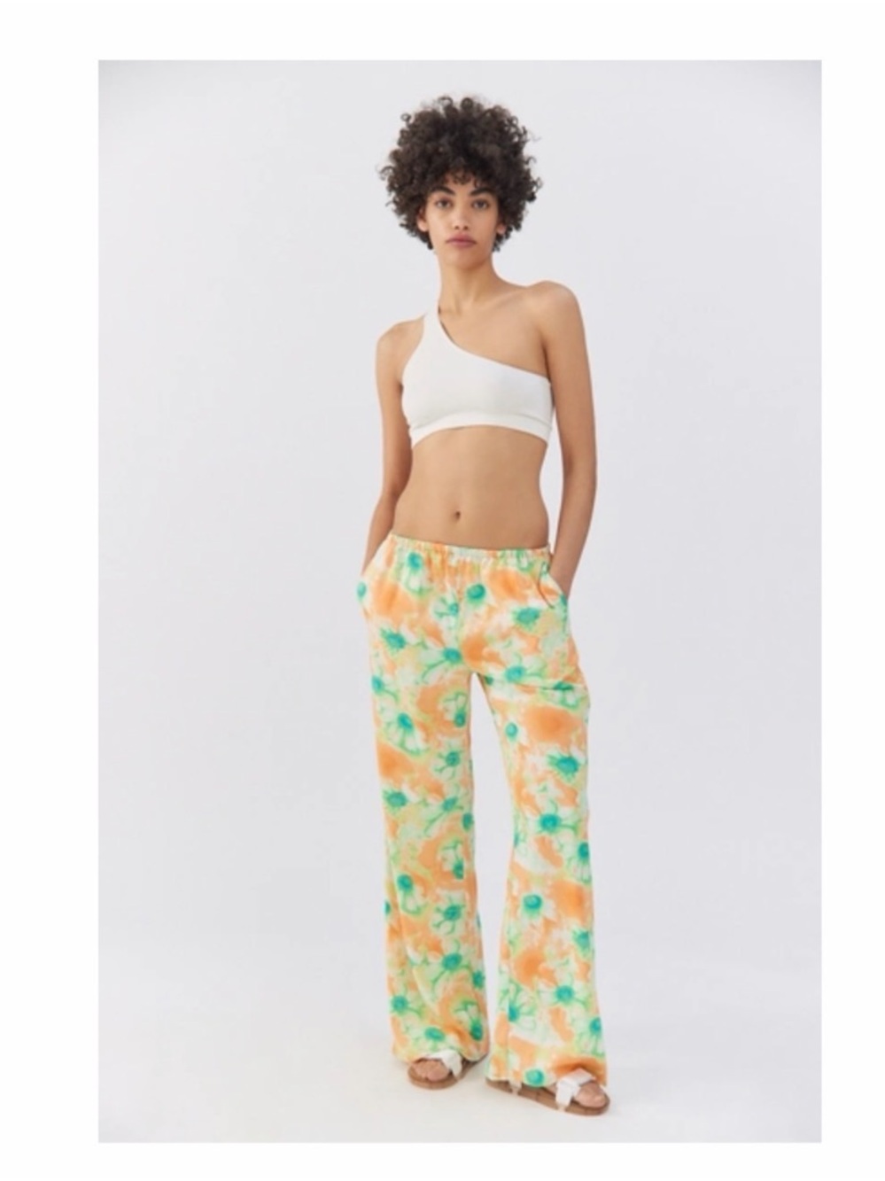 Urban Outfitters Tie-Dye Wide-Leg Pants in Orange & Teal